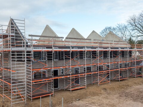 Prefab-woningen van Slokker in aanbouw in Ermelo, afgelopen najaar.