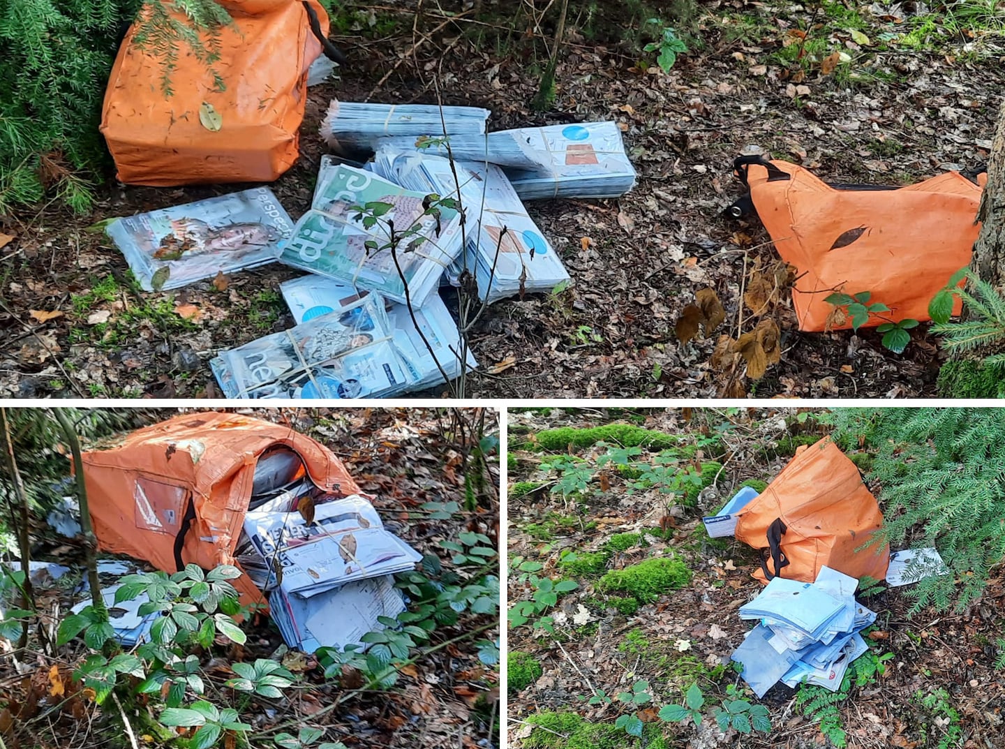zakken-met-post-in-het-bos