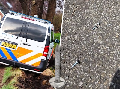 Politie plots gestrand door ‘stevige spijkers’ op doodlopend weggetje. ‘Dit had levens kunnen kosten