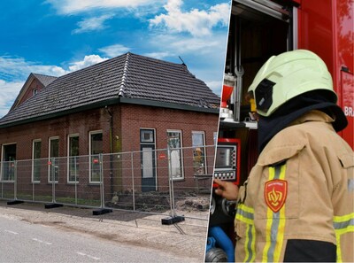 Brand verwoest voormalig café en zalencentrum, pand met kraan uit elkaar getrokken
