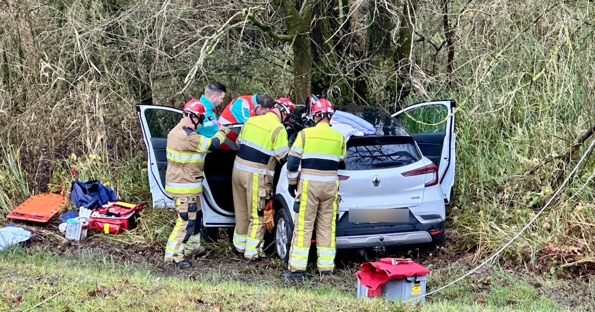 Auto ramt boom in Heukelum, bestuurder slaat zelf alarm