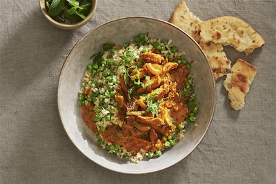 Wat Eten We Vandaag: Tikka masala met vegetarische kipstukjes en bloemkoolrijst