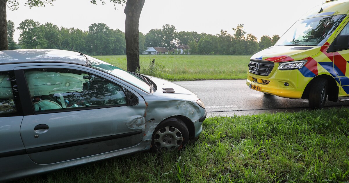 Auto raakt van weg en schampt boom langs N301 bij Terschuur | Barneveld