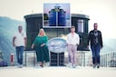 De jury van de Duitse televisieshow Deutschland sucht den Superstar op het topdek van de Blue Rhapsody. Links Dieter Bohlen.