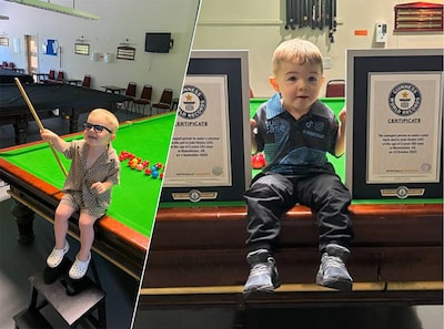 Britse Jude (2) breekt wereldrecords in snooker en pool: terwijl hij nog op een krukje moet staan om te kunnen spelen