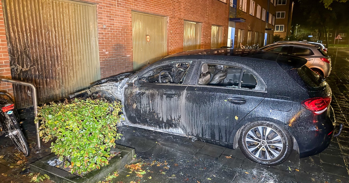 Auto brandt volledig uit voor flat in Ede