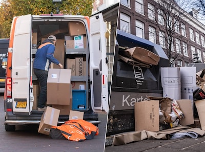 Bestelwoede steeds zichtbaarder op straat: alleen al in Den Haag in één jaar bijna 200.000 dozen naast containers gezet