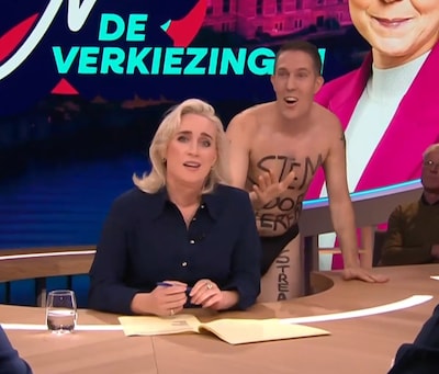 ‘Vegan streaker’ stoort uitzending Eva Jinek: ‘Ze gaan het zeker nog hebben over je outfit’