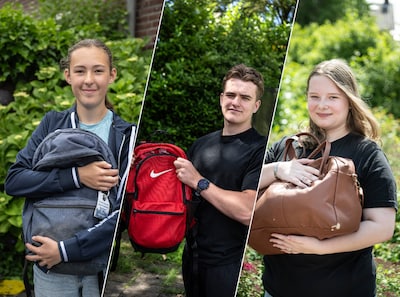 Jaren meegesleept naar school en nu kan hij (hopelijk) aan de vlaggenstok: Isa, Jort en Julia over hun schooltas