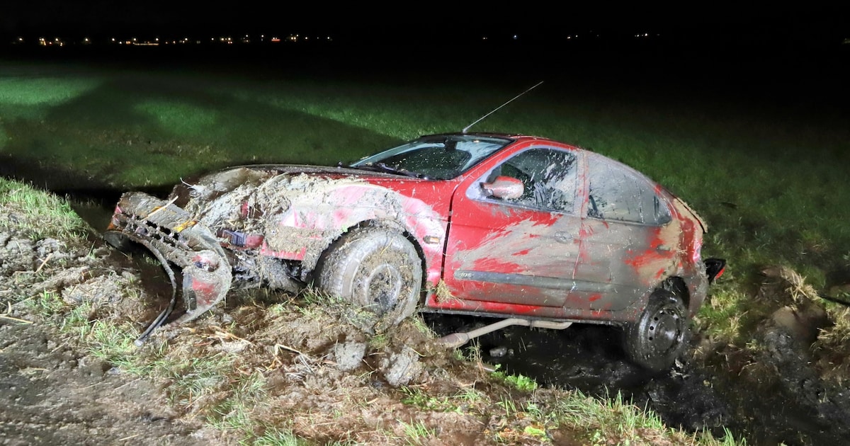 Auto belandt in de sloot langs Vogelenzangseweg in Lienden