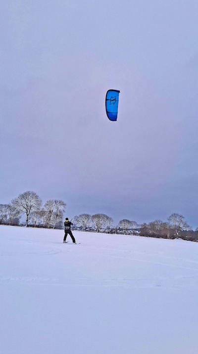 Wintersport op de uiterwaarden